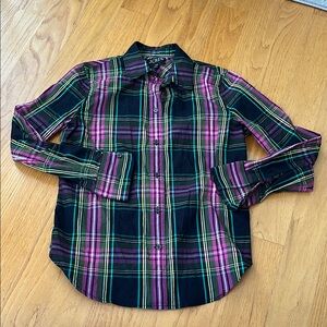 J.Crew slim fit Shirt in pink Stewart tartan size 2 BN175 black soft Azalea